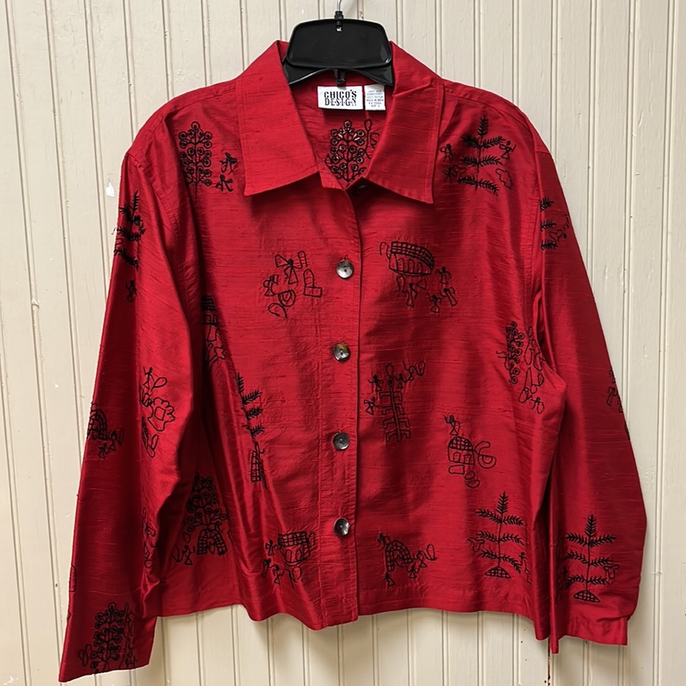 Chicos Design Embroidered Silk shirt